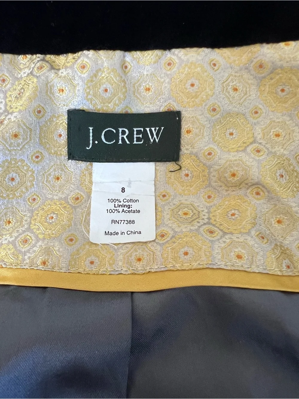 J. Crew Black Velvet Double-Breasted Peacoat